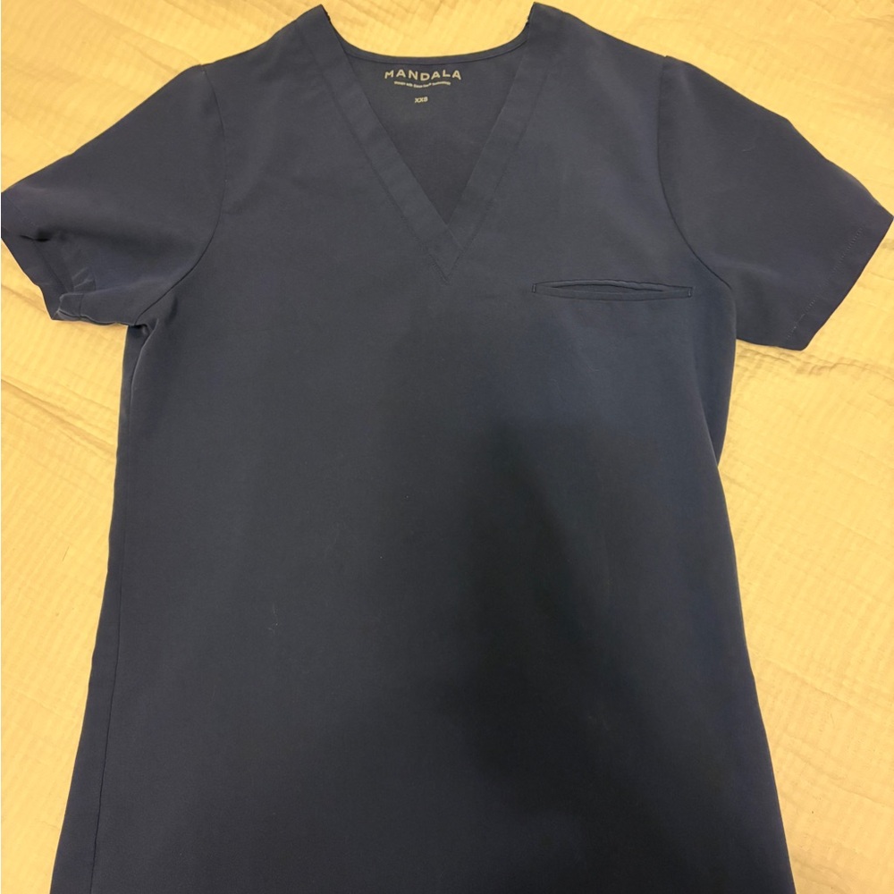 Navy Short-Sleeve Scrub Top